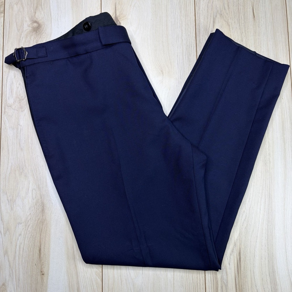 SUITSUPPLY Pure Wool Soho Tuxedo Dress Pants Mens Size 36x28 Navy Blue Trousers